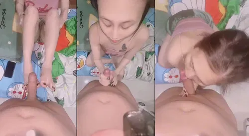 Em gái miền Tây nũng nịu hết dùng miệng dùng tay em còn dùng cả chân nghịch chim anh